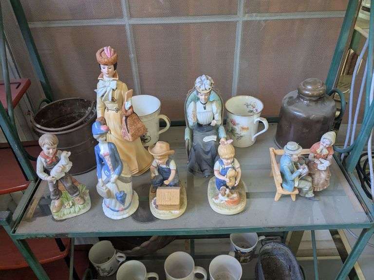 2 Homeco figurines, 2 bone china cups, 2 Avon award figures, and misc. image