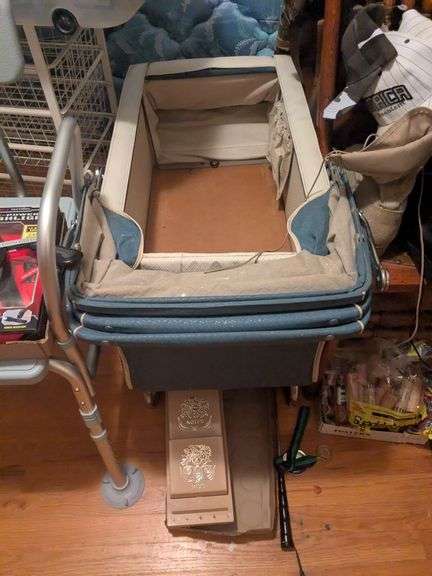 Vintage baby crib, shoe horn and letter holder image