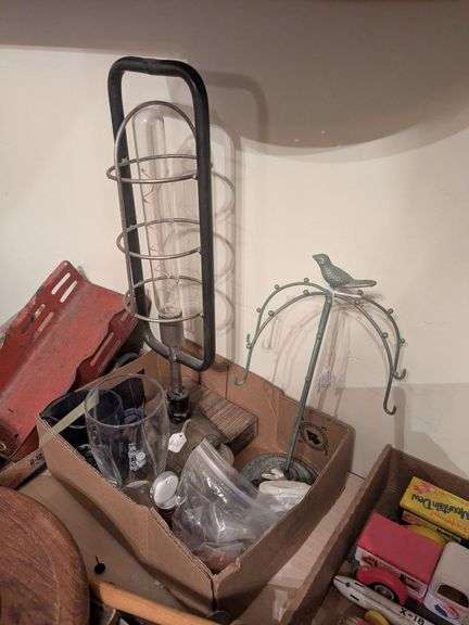 Antique business card holder, small Shirley Temple pitcher, Guinness beer glass, and misc. image