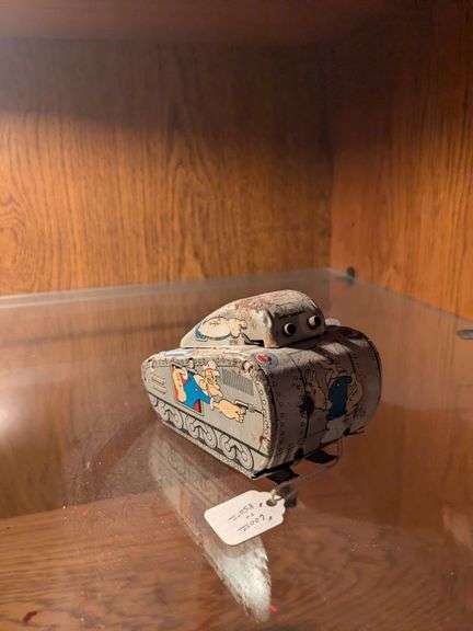 Linemar Popeye turnover tank tin windup 1950s