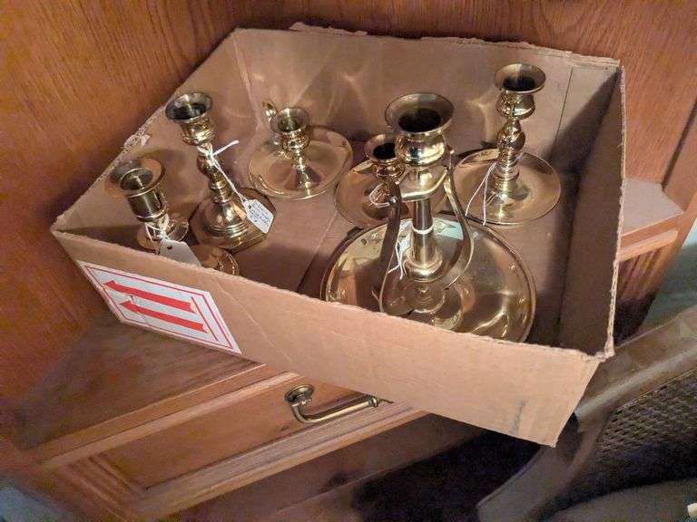 6 Baldwin brass candle holders image