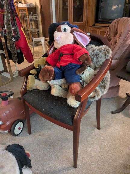 Stuffed animals and chair image