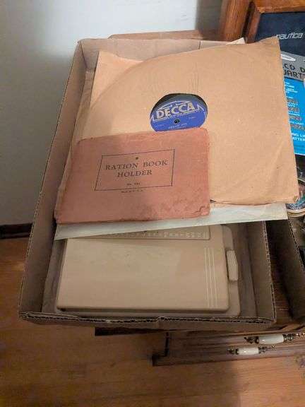 Marilyn Monroe and Elvis Stamps, ammo, records, 1943 ration book and misc. image