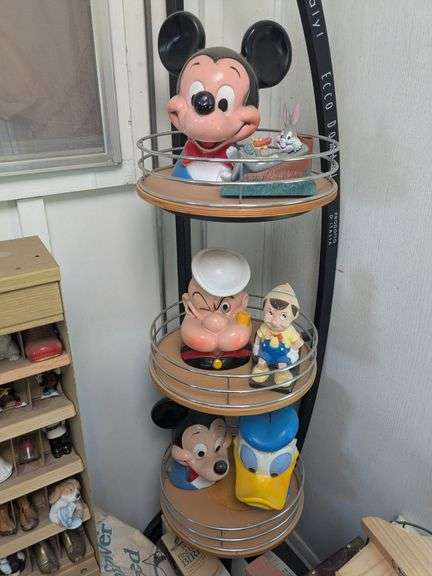 5 Coin banks - 2 Mickey, 1 Popeye, 1 Donald Duck, Pinnochio image