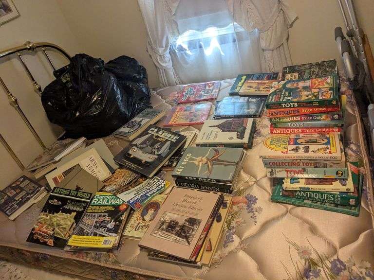 Books: antique pricing guides, racing magazines and misc. image