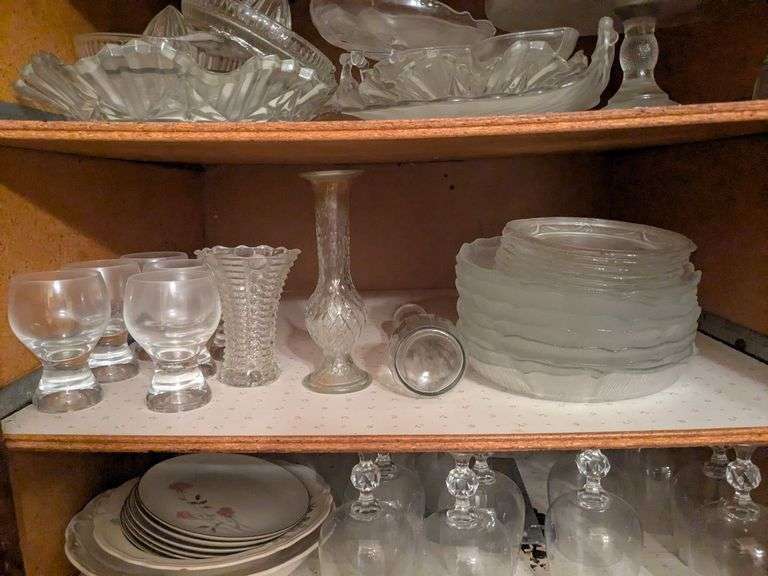 2nd shelf: liquor glasses,vases and glass plates image