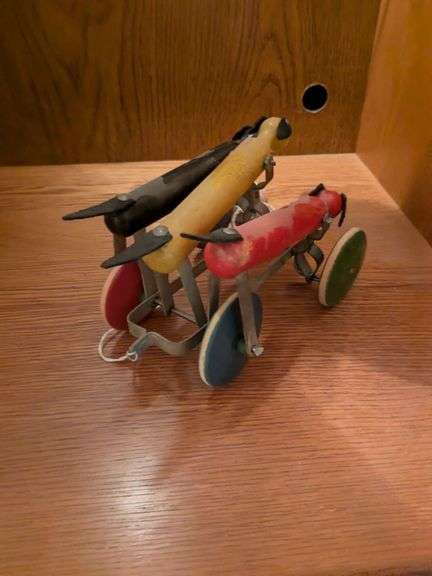 1927 Tinker Dogs #263 pull toy, tin windup tractor, Schuco toy car