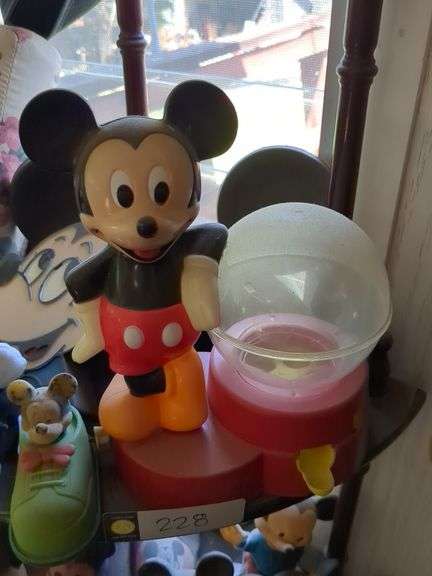 Mickey gumball machine, Mickey windup toy, Mickey radio