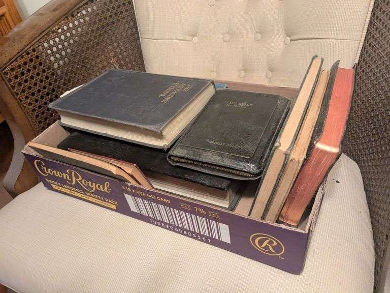 Collection of Holy Bibles and church hymnals image