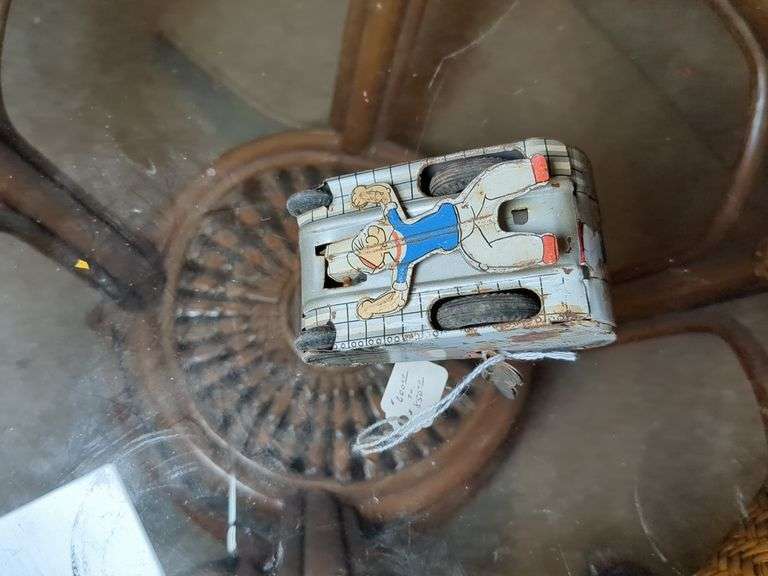 Linemar Popeye turnover tank tin windup 1950s