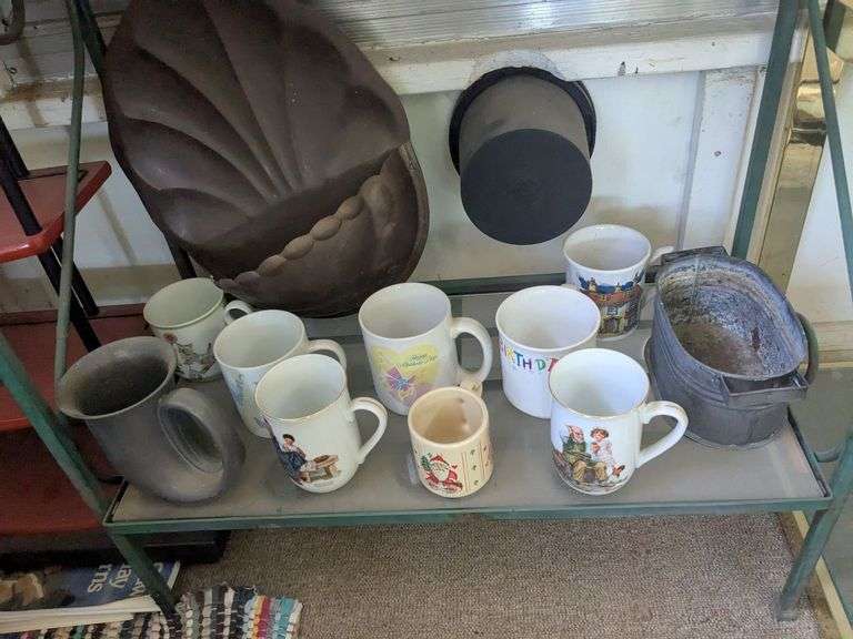 2 Norman Rockwell cups and other misc mugs image