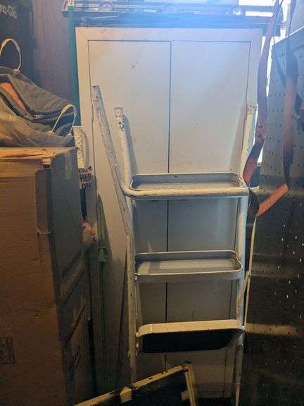 White cabinet and contents: misc. shop fluids image