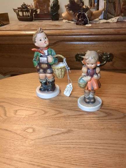 2 Hummel figurines:  School girl, 6" Village boy image