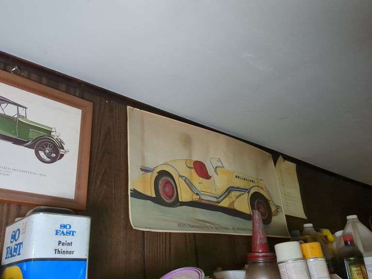3 hand saws and 3 pieces of wall art
