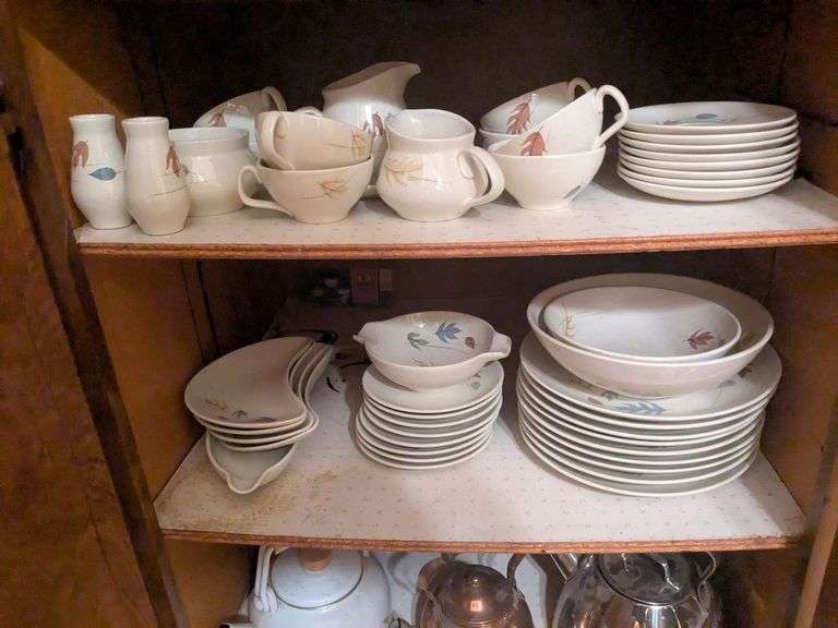 4th and 5th shelf: Franciscan dishware 46 piece set image