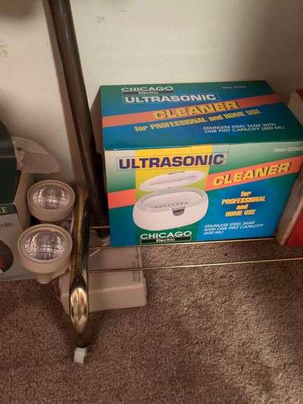 Foot stool, candle, Chicago electric ultra sonic cleaner