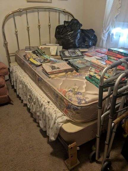 Queen size bed with mattress and box springs image