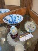 Cloisonne small dish, bowl, 2 piece egg