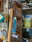 Shelf and contents: Allen wrenches, crescent wrenches, bolts, pins and washers