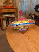 Ohio Art tin top #36, Ohio Art top #304a135, J. Chein tin top, with shelf 31"x10"10"