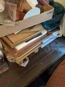 Picture frames, horse bookends, travel spirograph and misc.