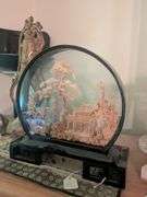 Heritage Industries LTD Oriental carving in round glass scene