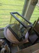 Lap stand, lazy susan, 2 Gone with the Wind figurines in glass case