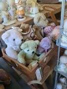 Wooden doll wagon w/ bears and display stand