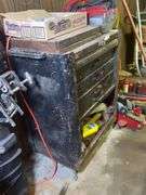 Shop cabinet (32" x 26" x 17") and contants: shop vac, hammers, screws and misc.