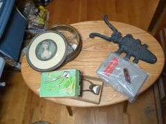 Vintage Oster Hand Hair Clipper, vintage 3 piece candy and nut container, Pierre Cardin tie clip