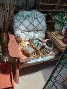 Outdoor wooden two seat bench with middle table, wooden recliner lawn chair