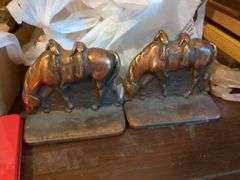 Picture frames, horse bookends, travel spirograph and misc.