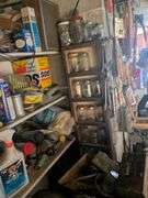 Shelf and contents: 10+ crescent wrenches, nuts and bolts