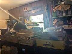 Vintage BF McDonnell hard hat, Wesco 7 x 50 binoculars in case, car manuals and misc.