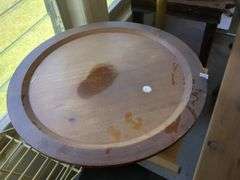 Lap stand, lazy susan, 2 Gone with the Wind figurines in glass case