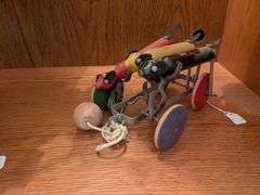 1927 Tinker Dogs #263 pull toy, tin windup tractor, Schuco toy car