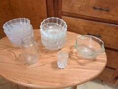 Juice glasses and glass bowls
