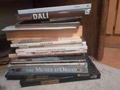 Magazine holder, magazines, books and 2 thermoses