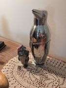 Chrome penguin cocktail shaker, chrome penguin decanter