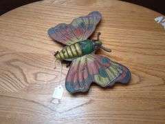 German Drgm Tin Litho windup butterfly