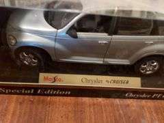 Maisto Chrysler PT Cruiser model car (1/18th), cards, ornament, vintage flashlight and misc.