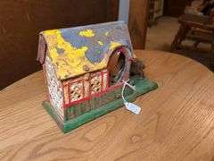 J&E Stevens Cast Iron Mechanical Bank 1880s - Mule entering Barn