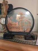 Heritage Industries LTD Oriental carving in round glass scene