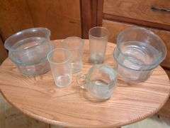 Juice glasses and glass bowls