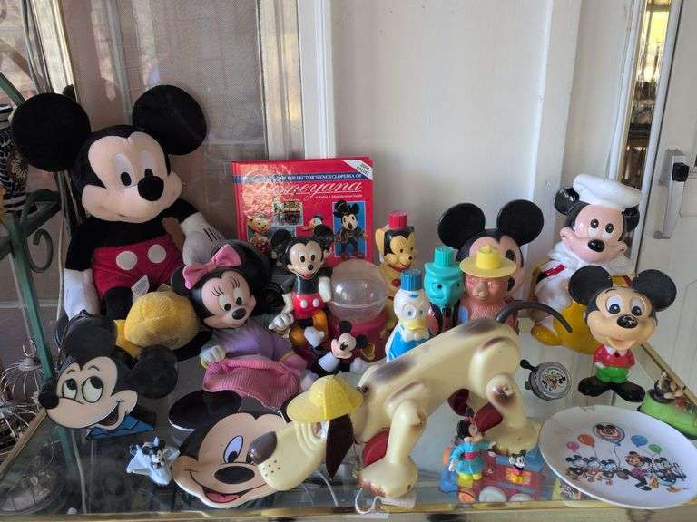 Disney collectibles: Mickey mouse cookie jar, 2 Mickey gumball machines, Soapy bubble bottles and more! image