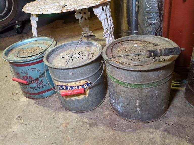 Antique Minnow Buckets and End Table image