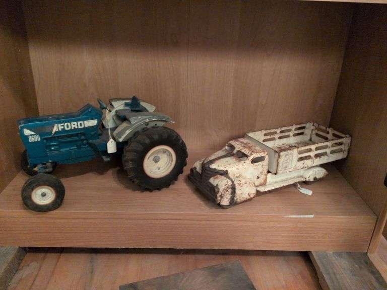 1940s Marx Dairy Stake Truck and 1989 Ford tractor image