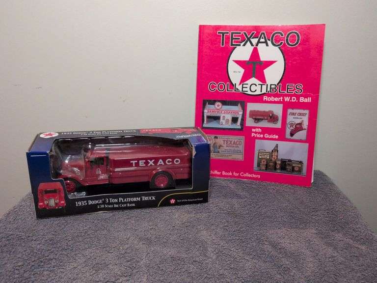 1935 Dodge 3 Ton Platform Truck Die Cast Bank (1:38 scale) w/ Texaco Collectibles book image