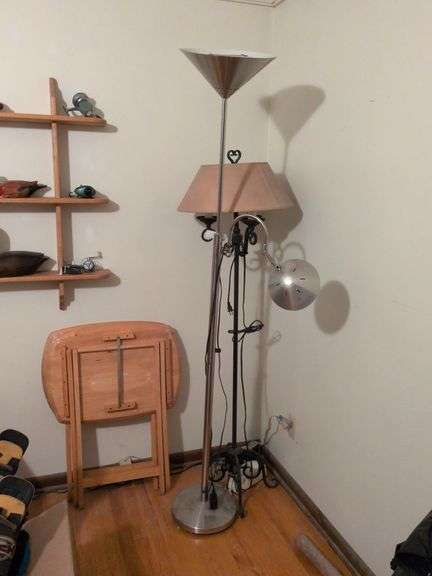 2 floor lamps and 2 new wooden TV trays image