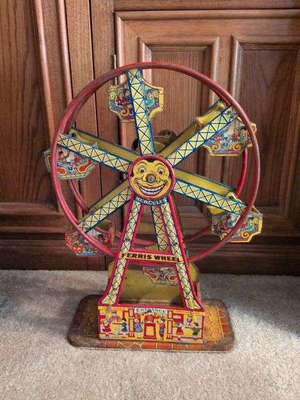 J Chein Hercules tin litho wind-up ferris wheel image